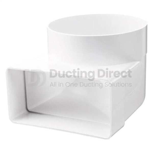 Rigid PVC Flat Rectangular to Round Angled Transformer - Plastic Duct