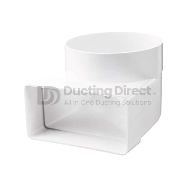 Rigid PVC Flat Rectangular to Round Angled Transformer - Plastic Duct