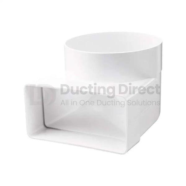 Rigid PVC Flat Rectangular to Round Angled Transformer - Plastic Duct